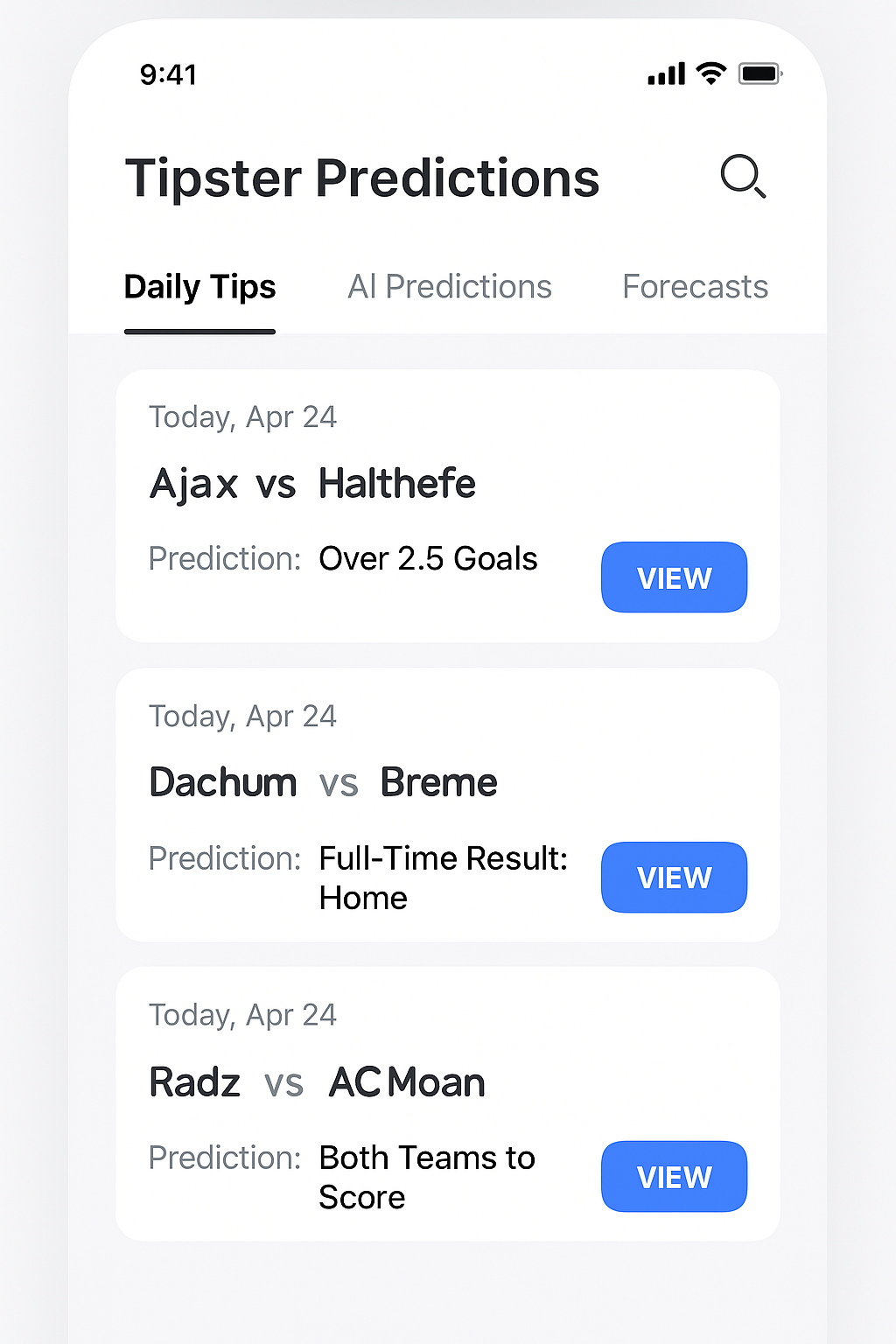 Tipster Predictions App - Mobile Version
